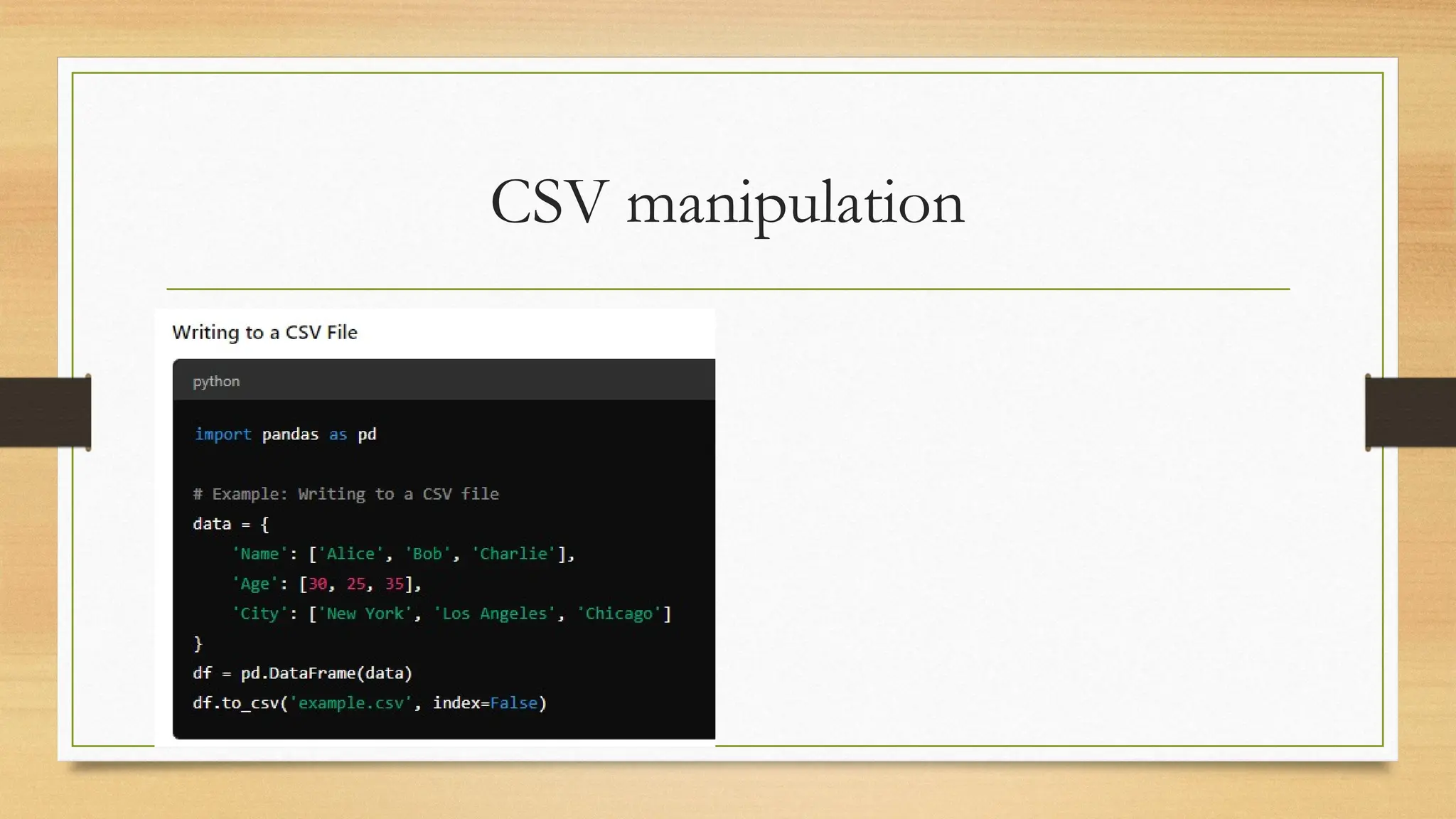 CSV manipulation
 