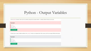Python - Output Variables
 