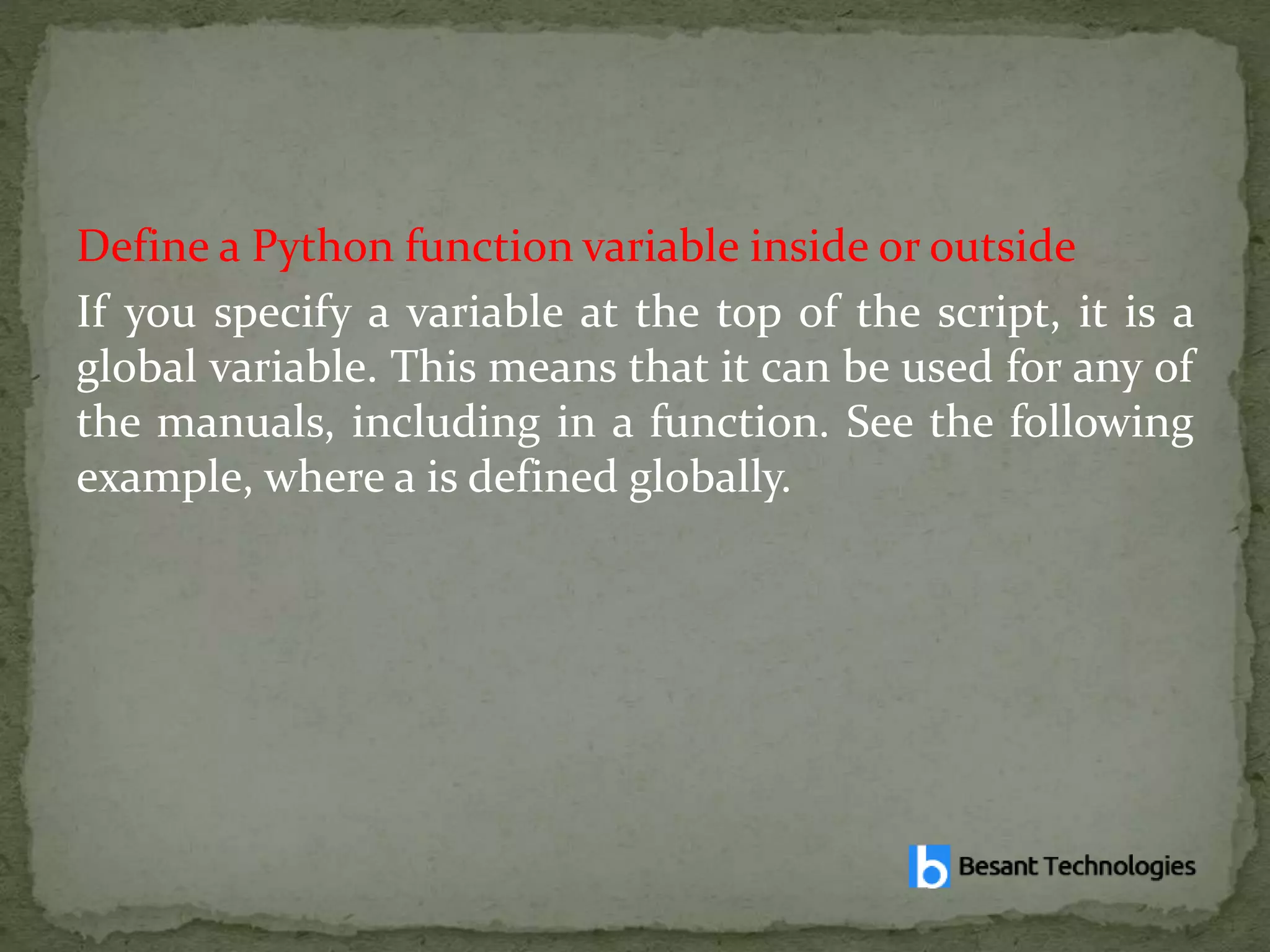 scope of python | PPT