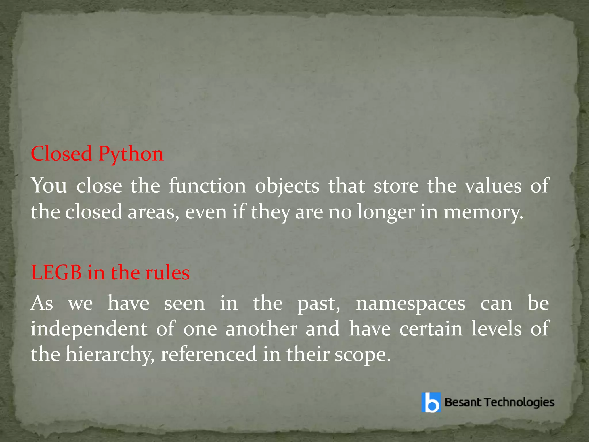 scope of python | PPTX | Programming Languages | Computing