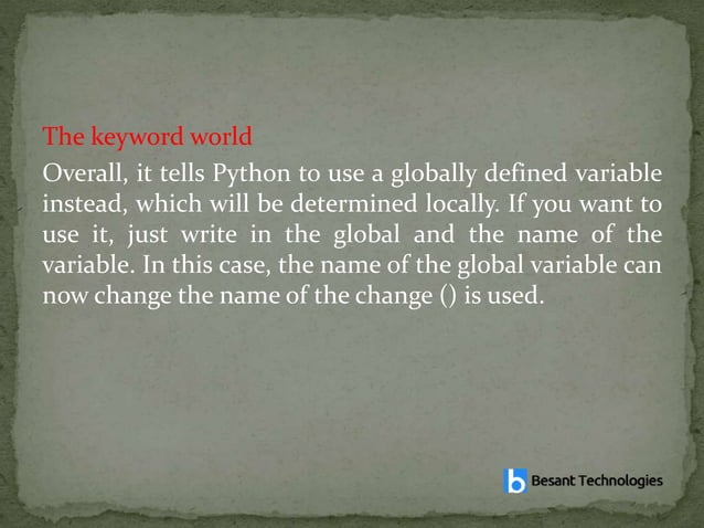 scope of python | PPTX | Programming Languages | Computing