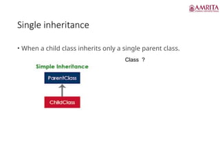 Single inheritance
• When a child class inherits only a single parent class.
Class ?
 
