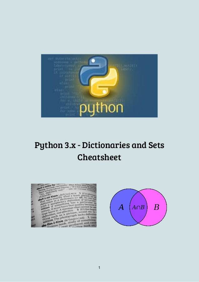Python 3.x Dictionaries and Sets Cheatsheet
