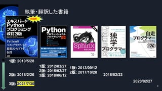 1版: 2010/5/28
2版: 2018/2/26
3版: 2021/7/30
1版: 2013/09/12
2版: 2017/10/20
2018/02/23
2020/02/27
1版: 2012/03/27
2版: 2015/02/27
3版: 2018/06/12
執筆・翻訳した書籍
3
NEW
年
 