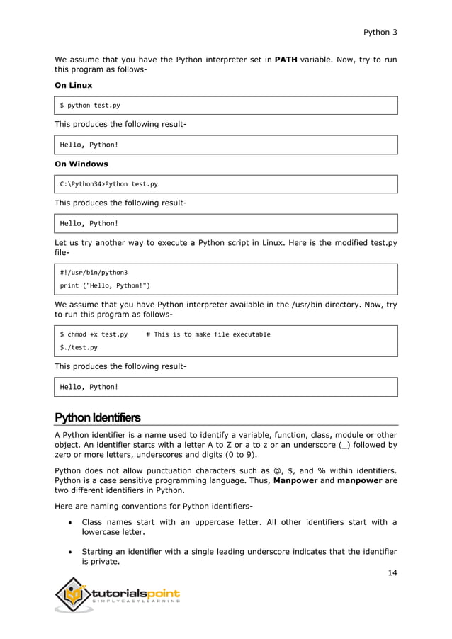 Python 3 - Tutorialspoint Full Cource Book.pdf | Programming Languages ...