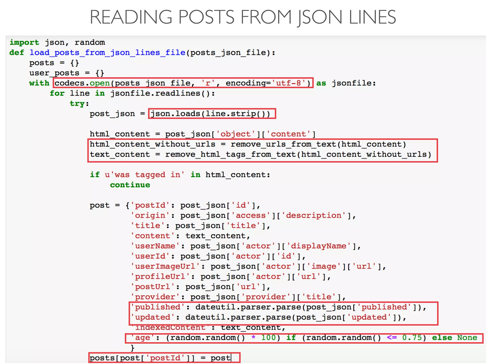 READING POSTS FROM JSON LINES
 