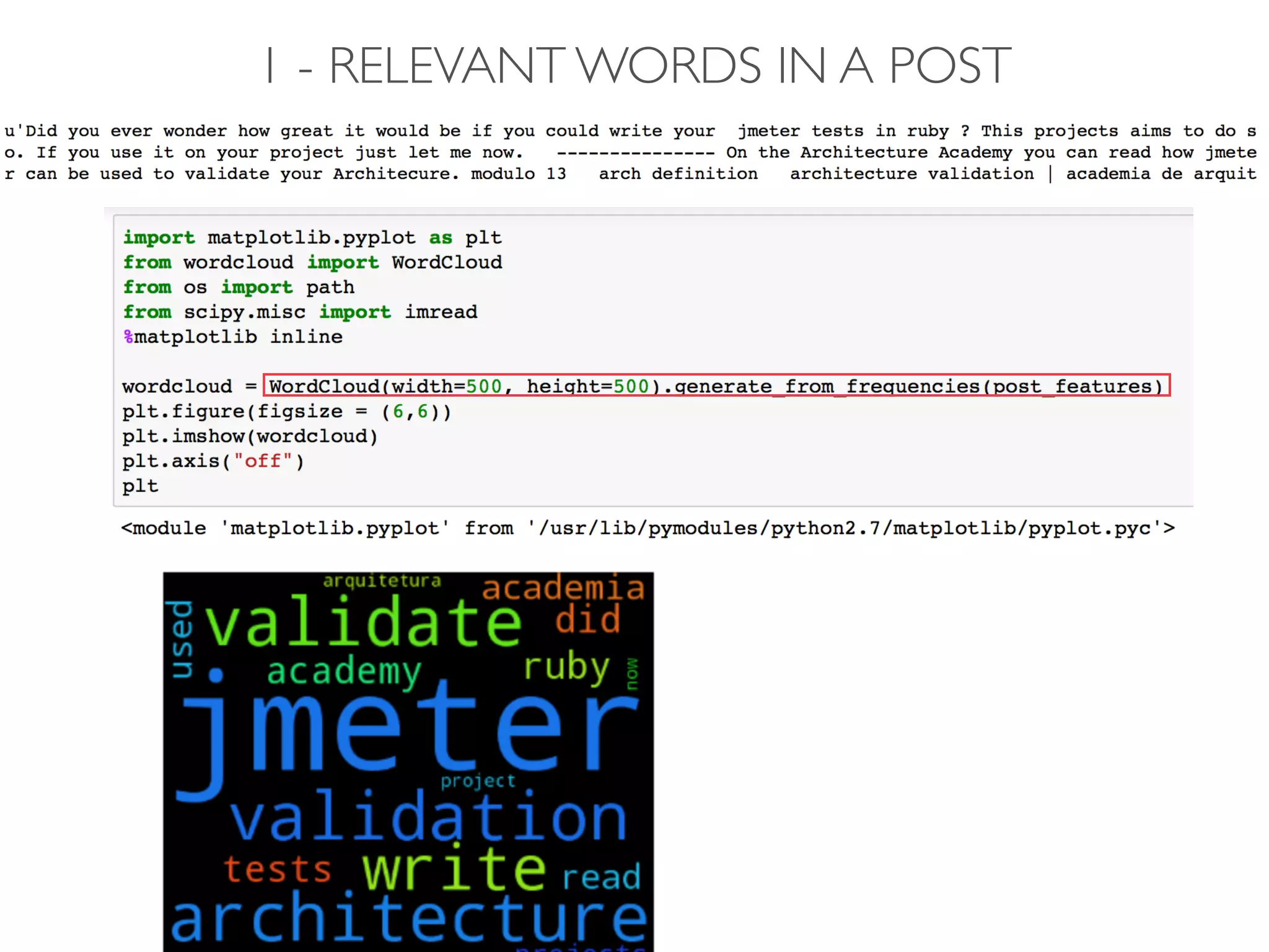 1 - RELEVANT WORDS IN A POST
 