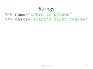 Strings
Programming
16
 