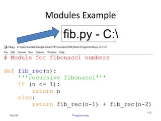 Modules Example
Feb-24 Programming
110
fib.py - C:
 