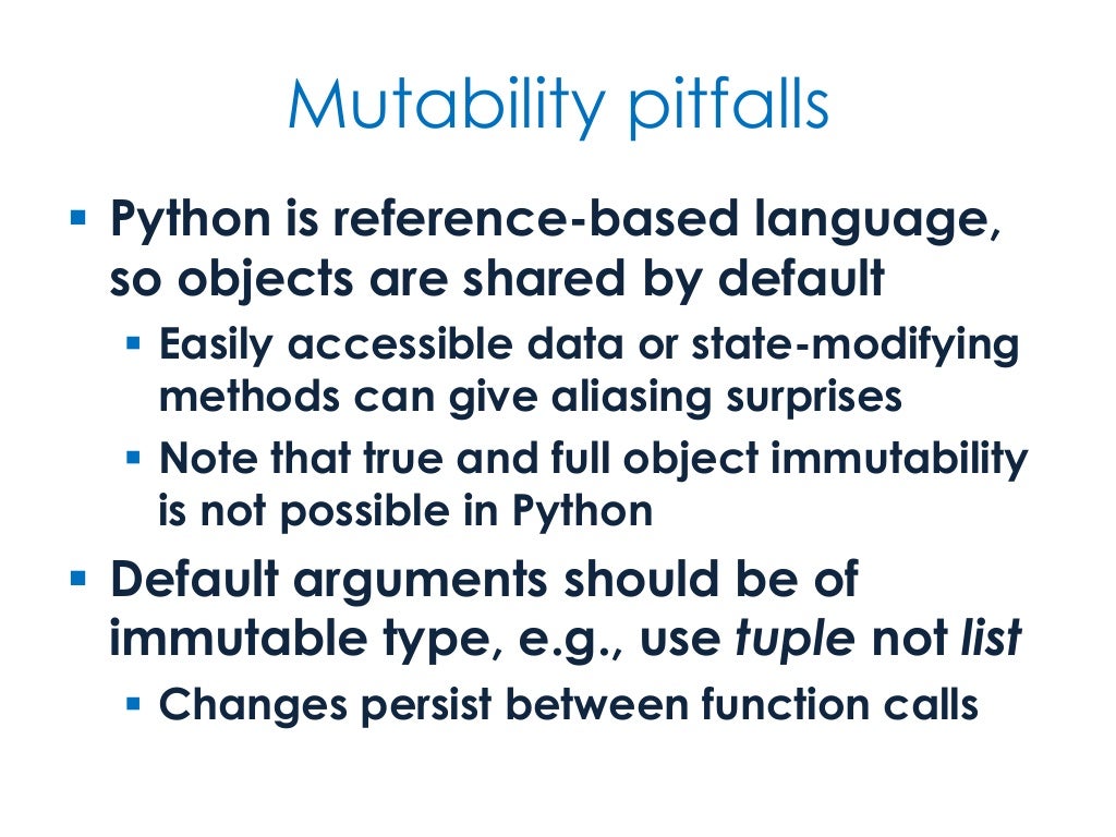 Mutability pitfalls Python is