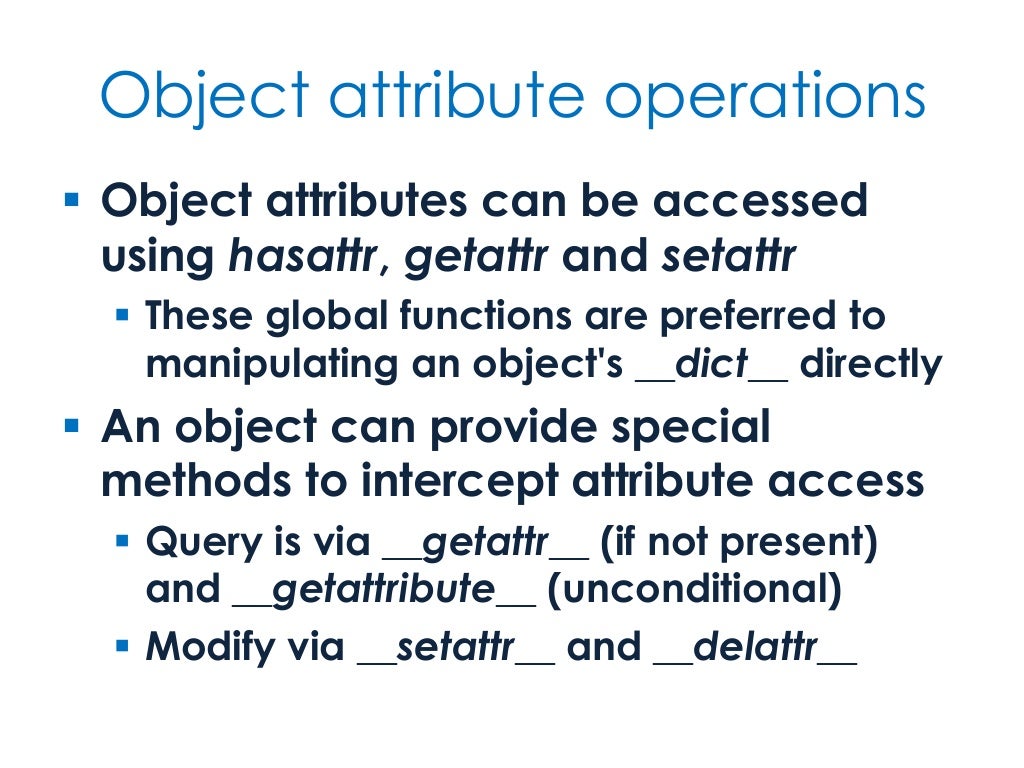 Object attribute operations Object