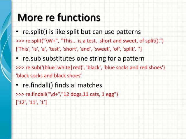 Python advanced 2. regular expression in python | PPT | Free Download