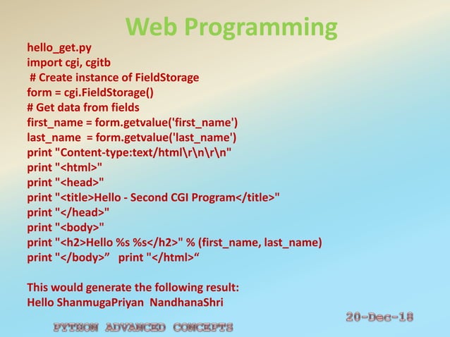 Advanced Concepts in Python | PPT