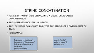 Strings in Python | PPTX | Programming Languages | Computing