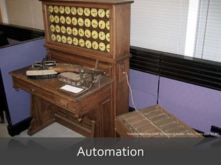 Automation
"HollerithMachine.CHM" by Adam Schuster - Flickr: Proto IBM. CC BY
 