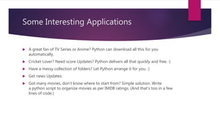 Python and its Applications | PPTX