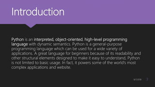 Python and its applications | PPTX