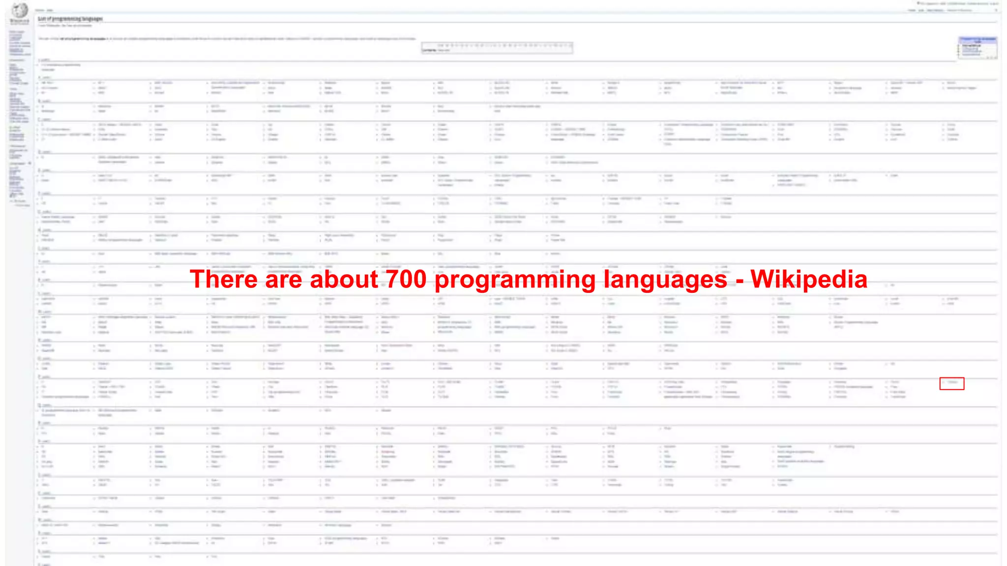There are about 700 programming languages - Wikipedia 