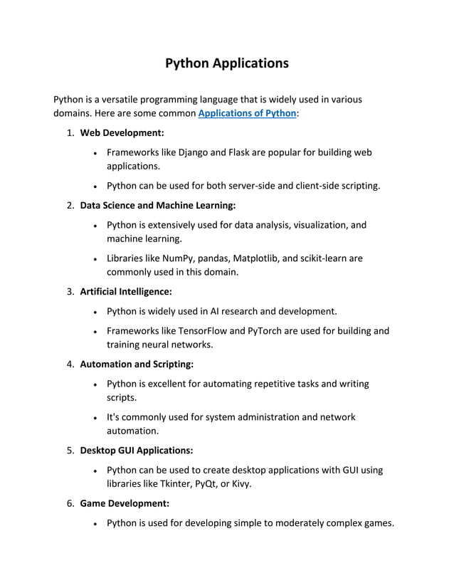Python Applications | DOCX