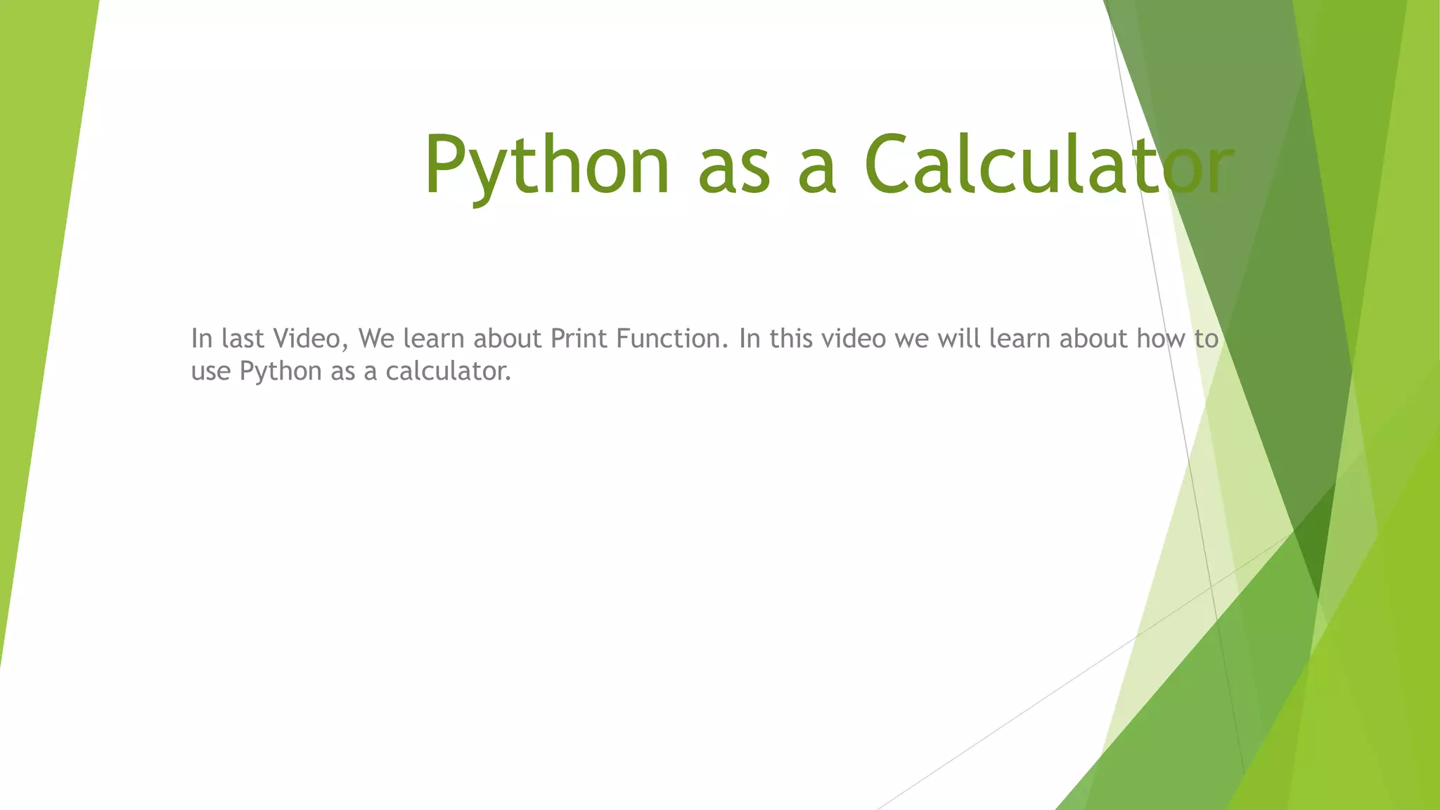 Python as a calculator | PPTX