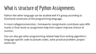 Python assignment help from professional programmers | PPT