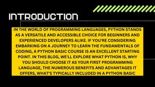 A Beginner's Python Course | PPTX
