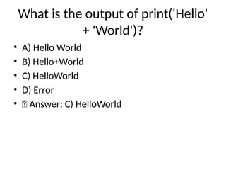 python basic question for begineers ppt. | PPTX