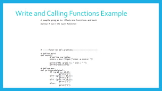 Write and Calling Functions Example
 