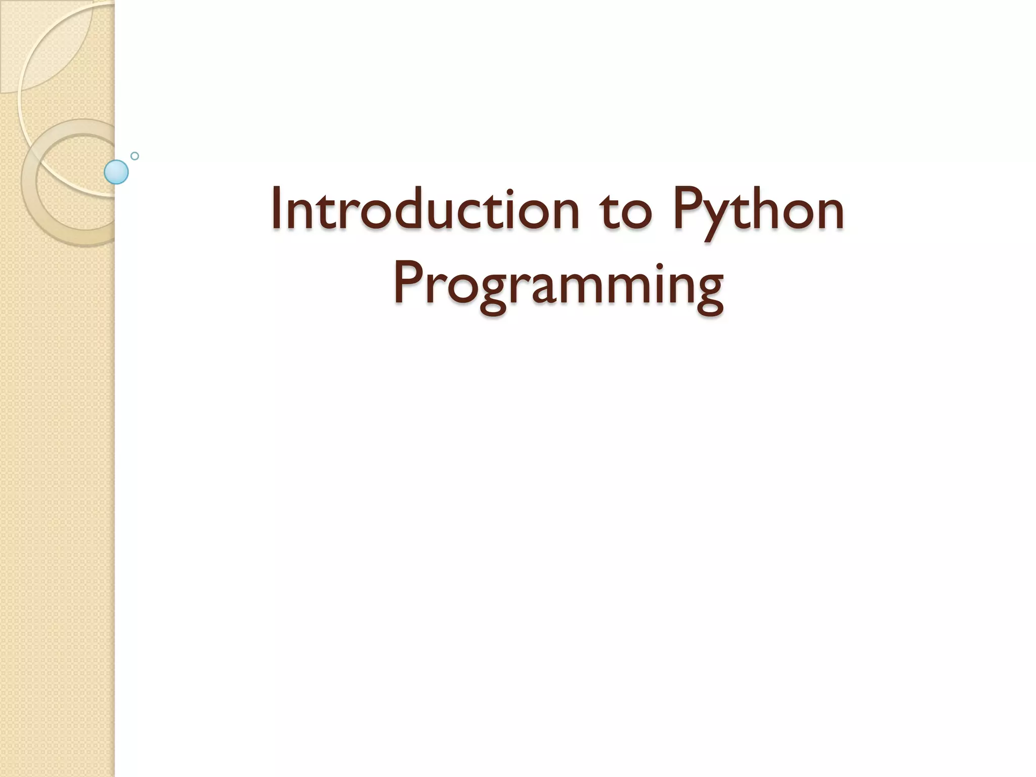 Introduction to Python | PDF