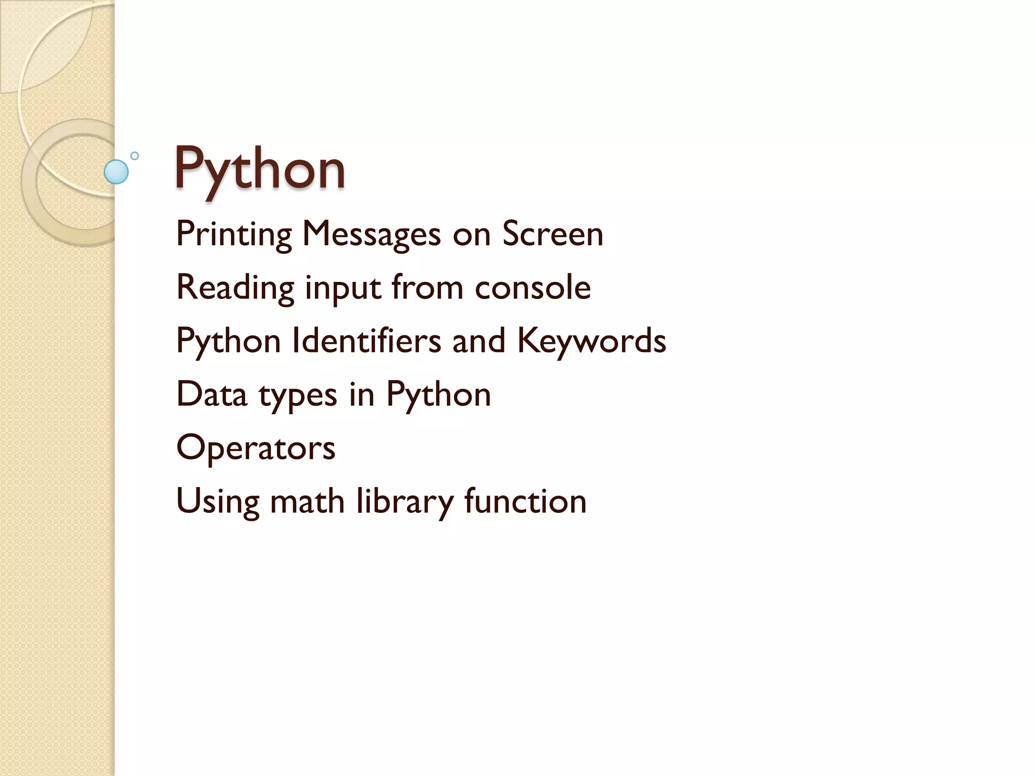 Introduction to Python | PDF