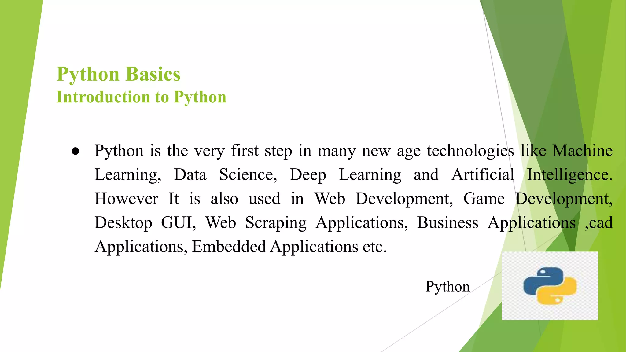 Introduction to Python programming Language | PPTX | Programming ...