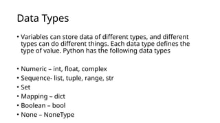 Python Basics I – Variables, Data Types, Conditionals.pptx