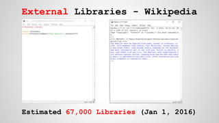 External Libraries - Wikipedia
Estimated 67,000 Libraries (Jan 1, 2016)
 