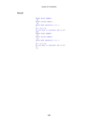 Lesson 11: Functions
108
Result:
 