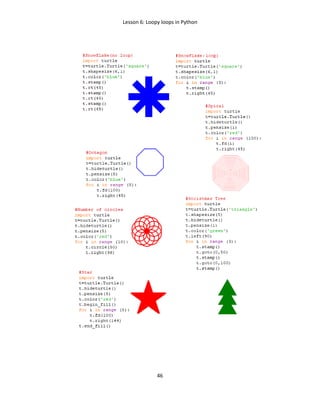 Lesson 6: Loopy loops in Python
46
 