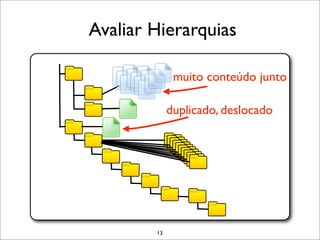 Avaliar Hierarquias

              muito conteúdo junto

             duplicado, deslocado




        13
 