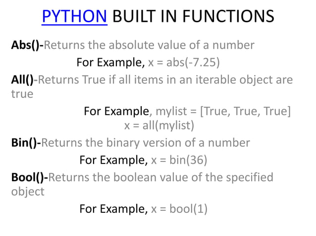 Python built in functions | PPTX