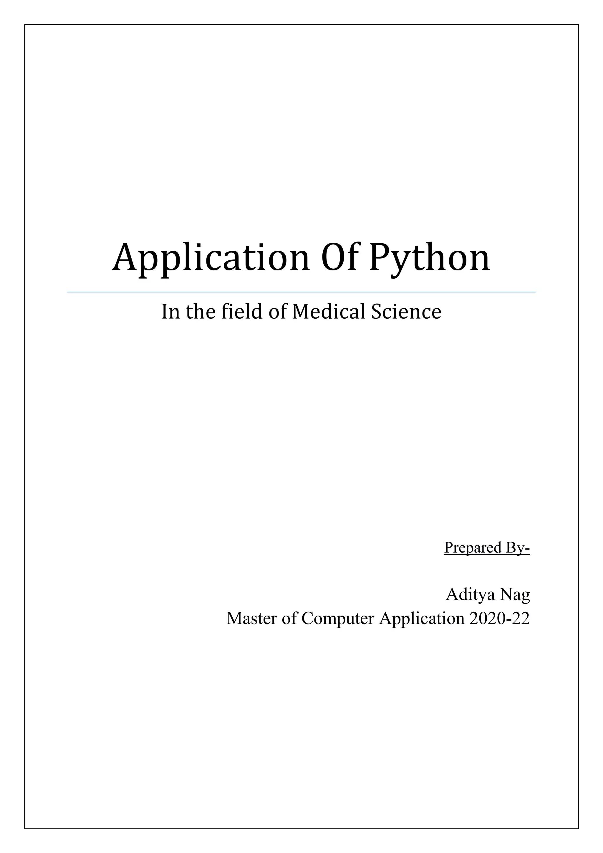 Application Of Python in Medical Science | PDF