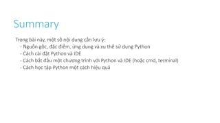 Python Programming basic document for beginners | PPTX