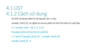 python chap 4 data structure for beginners | PPTX