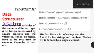 Chapter 3 of python course : Data structures | PPTX