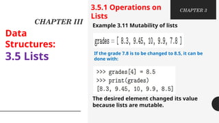 Chapter 3 of python course : Data structures | PPTX