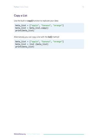 Introduction to python cheat sheet for all | PDF