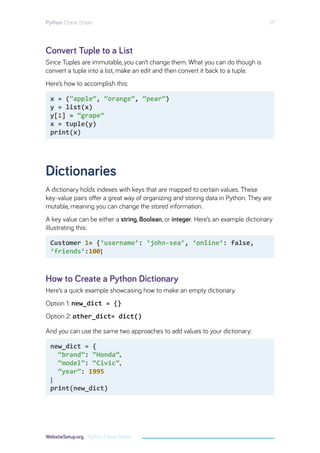 Introduction to python cheat sheet for all | PDF