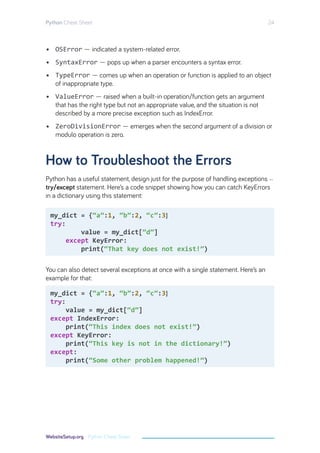 Introduction to python cheat sheet for all | PDF