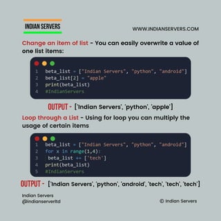 Python cheatsheet Indian Servers | PDF