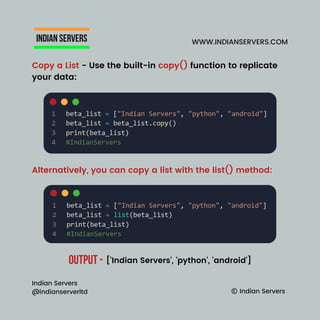 Python cheatsheet Indian Servers | PDF
