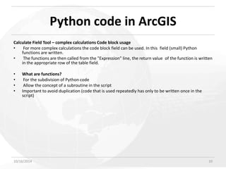 Leveraging Python Scripting for Advanced Field Calculations in ArcGIS | PDF