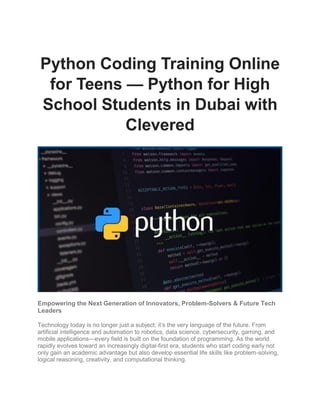 Python Coding Training Online for Teens — Python for High School ...