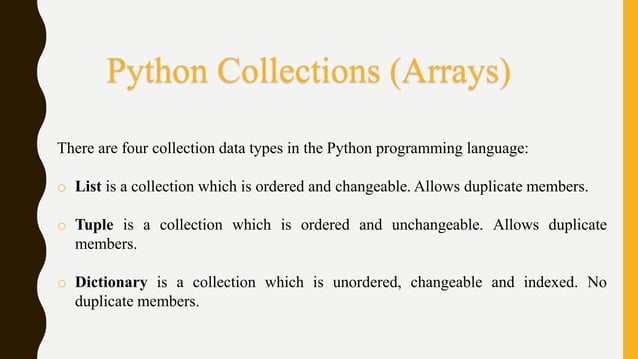 Python Collections | PPTX